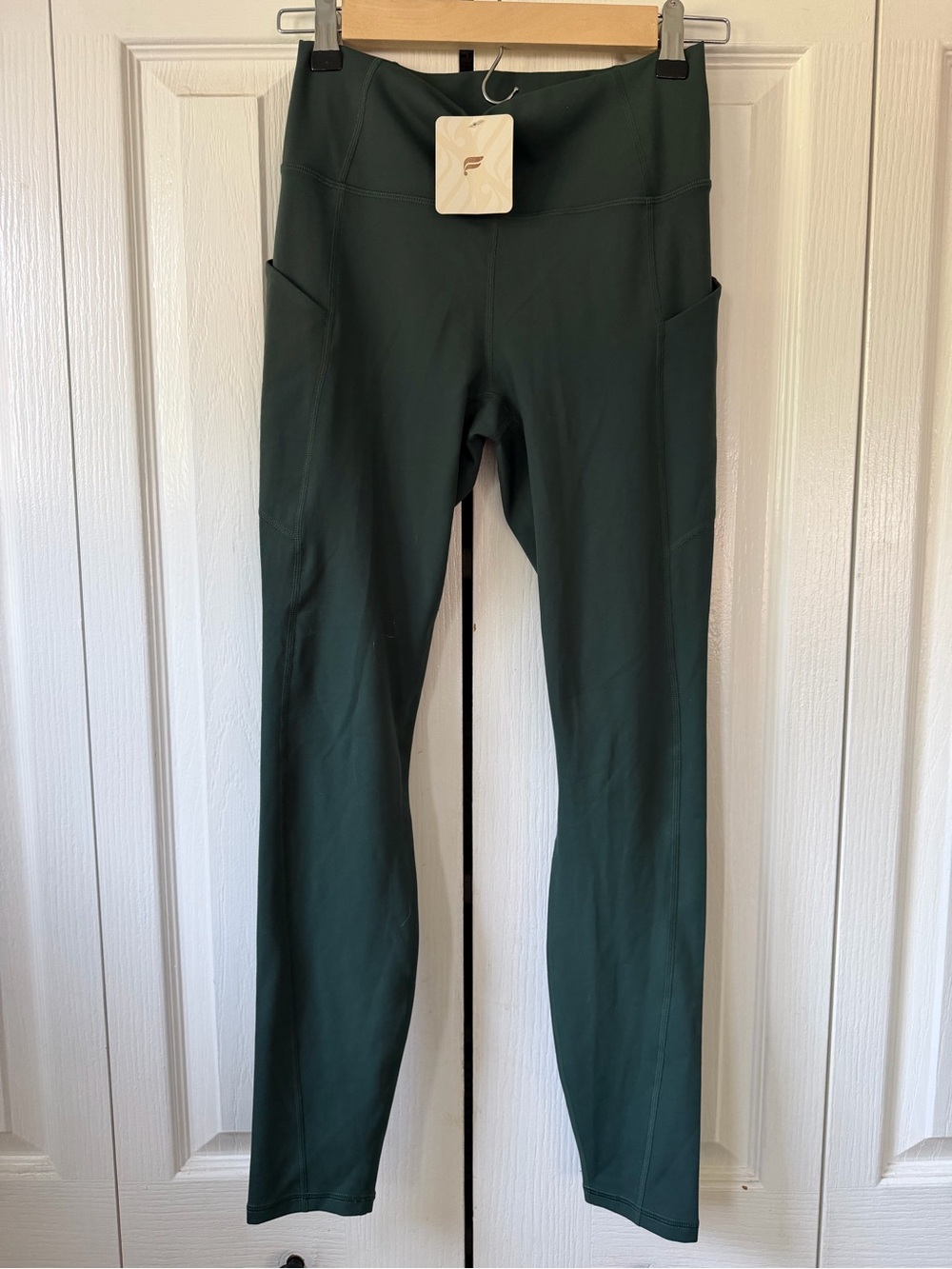 Fabletics Forest Green High-Rise Leggings with Side Pockets
